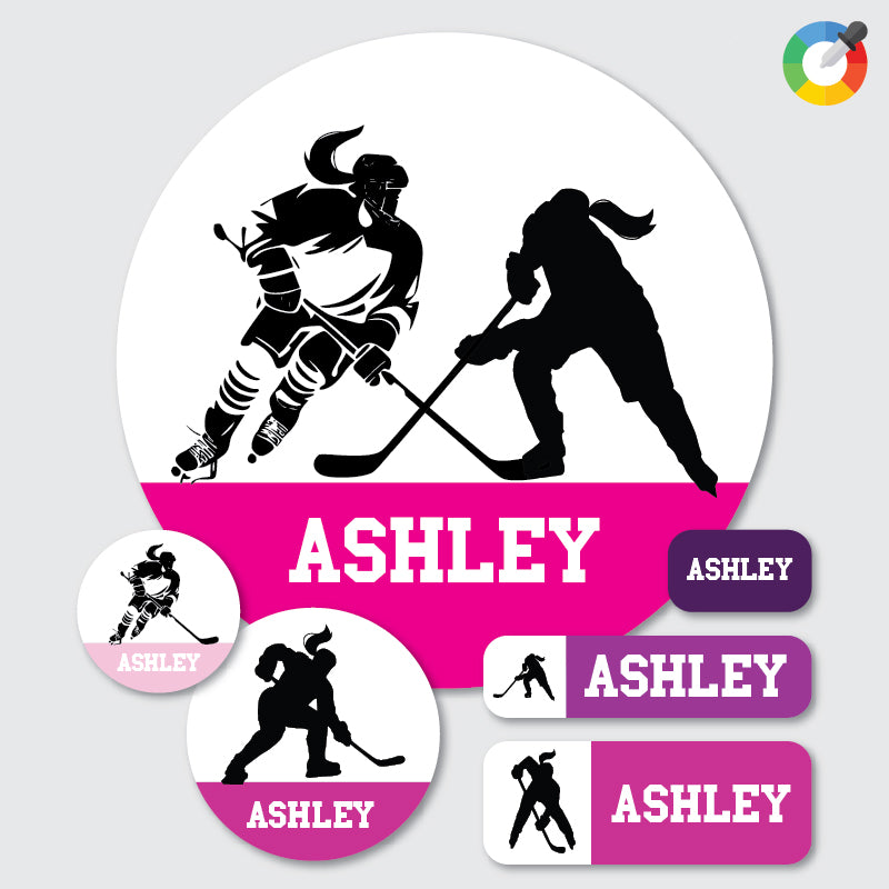 Female Hockey Goals Waterproof Labels - 6 Sizes, QTY:55