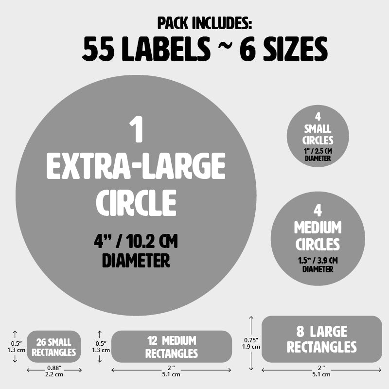 Farm Animals Waterproof Labels - 6 Sizes, QTY:55
