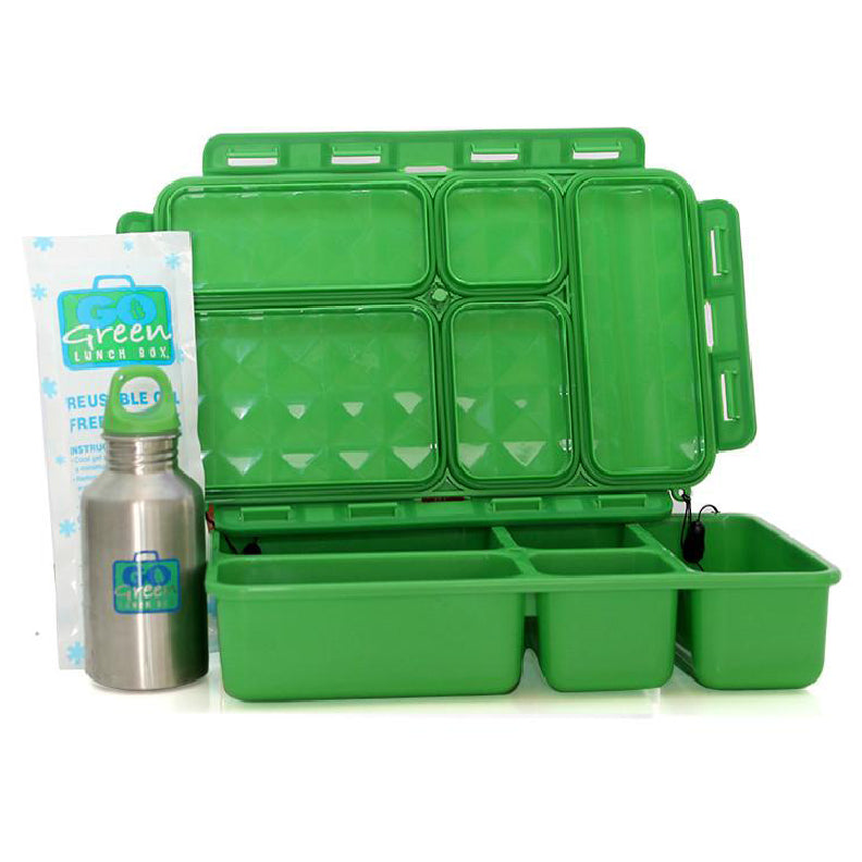 Go Green 5-Compartment Leakproof Lunch Box Set: GREEN Bento Box by Go Green | Cute Kid Stuff