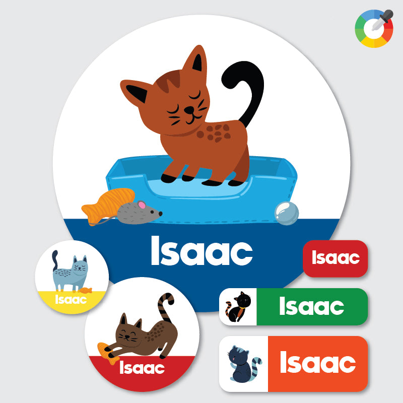 Content Cats Waterproof Labels - 6 Sizes, QTY:55
