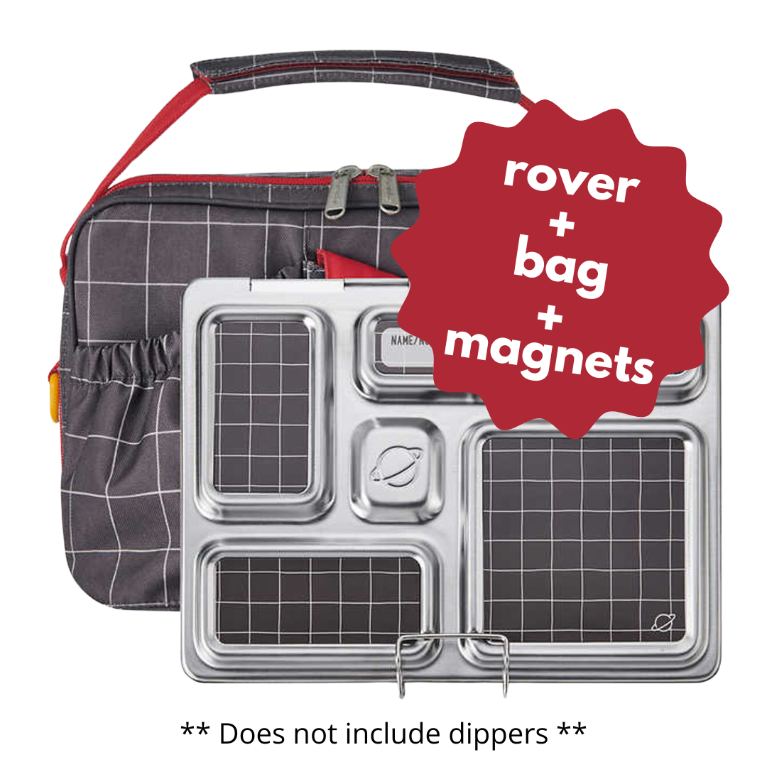 PlanetBox Rover Grey Grid Lunchbox SET