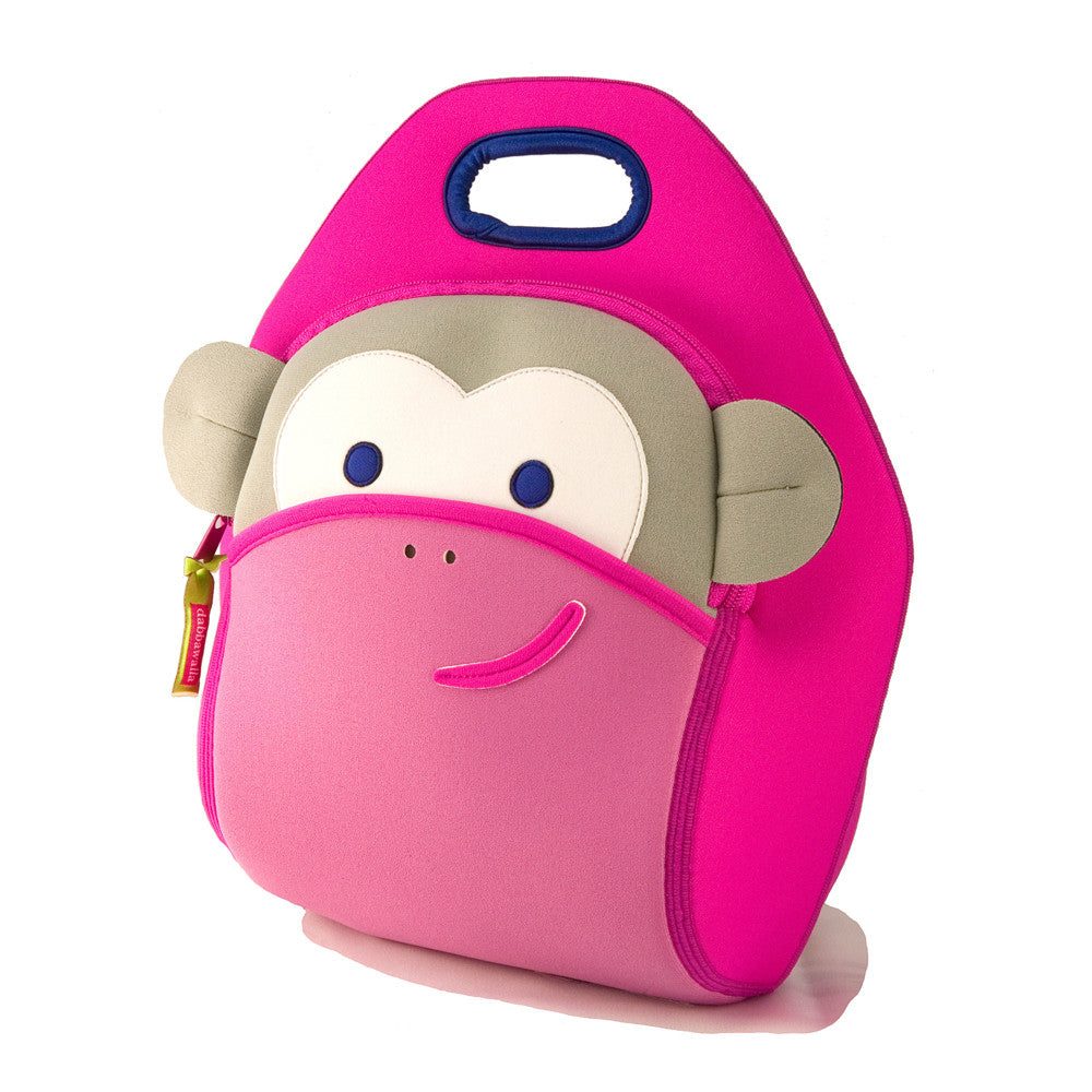 Dabbawalla Machine Washable Insulated Lunch Bag Pink Monkey See Monk CuteKidStuff