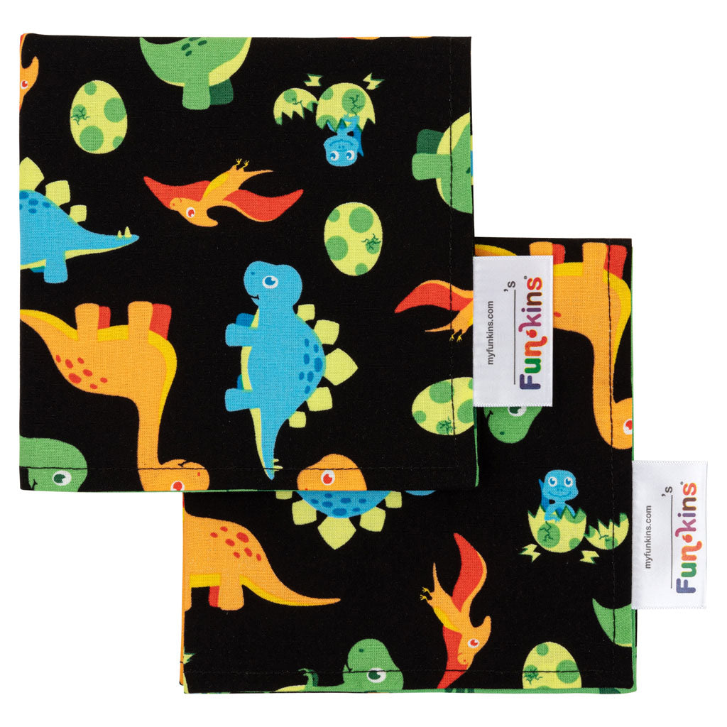 Funkins Napkins (Set of 2): Black Dinosaurs Napkin by Funkins | Cute Kid Stuff