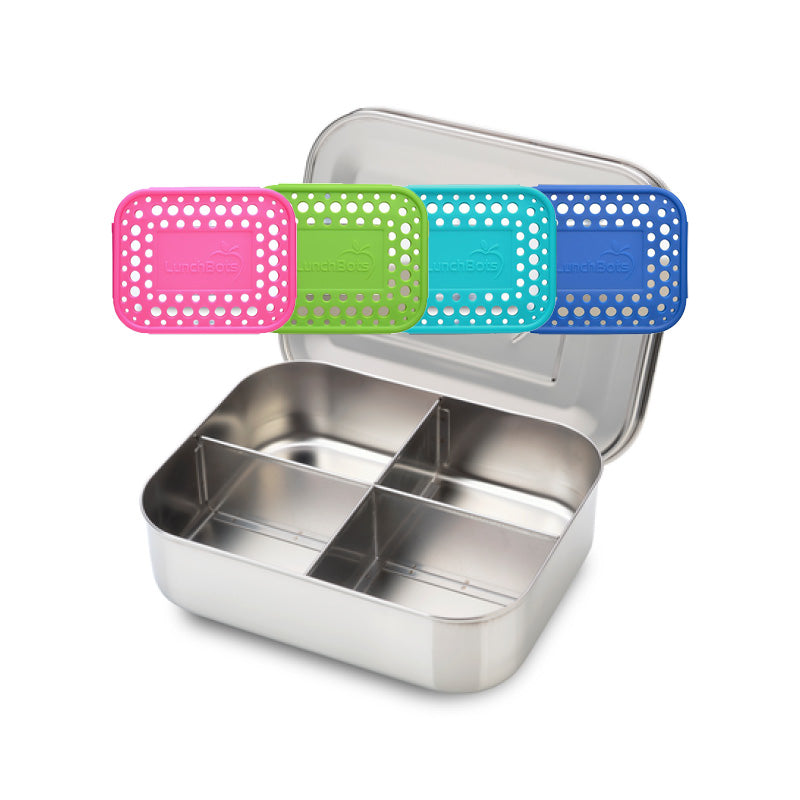 LunchBots Duo Stainless Steel 2 Compartment Bento Box Blue