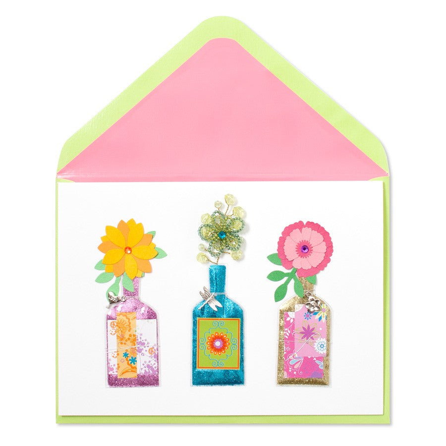 PAPYRUS Bottles with Handmade Flowers Mother's Day Card | CuteKidStuff.com
