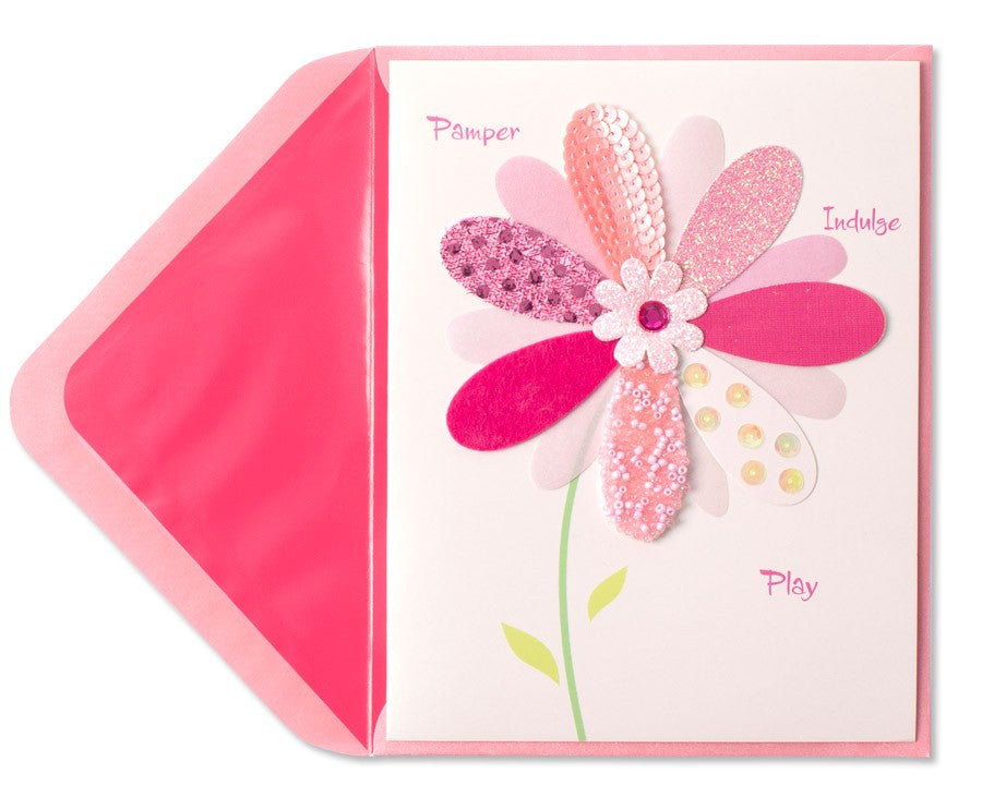 PAPYRUS Pink Sequin Daisy Mother's Day Card | CuteKidStuff.com