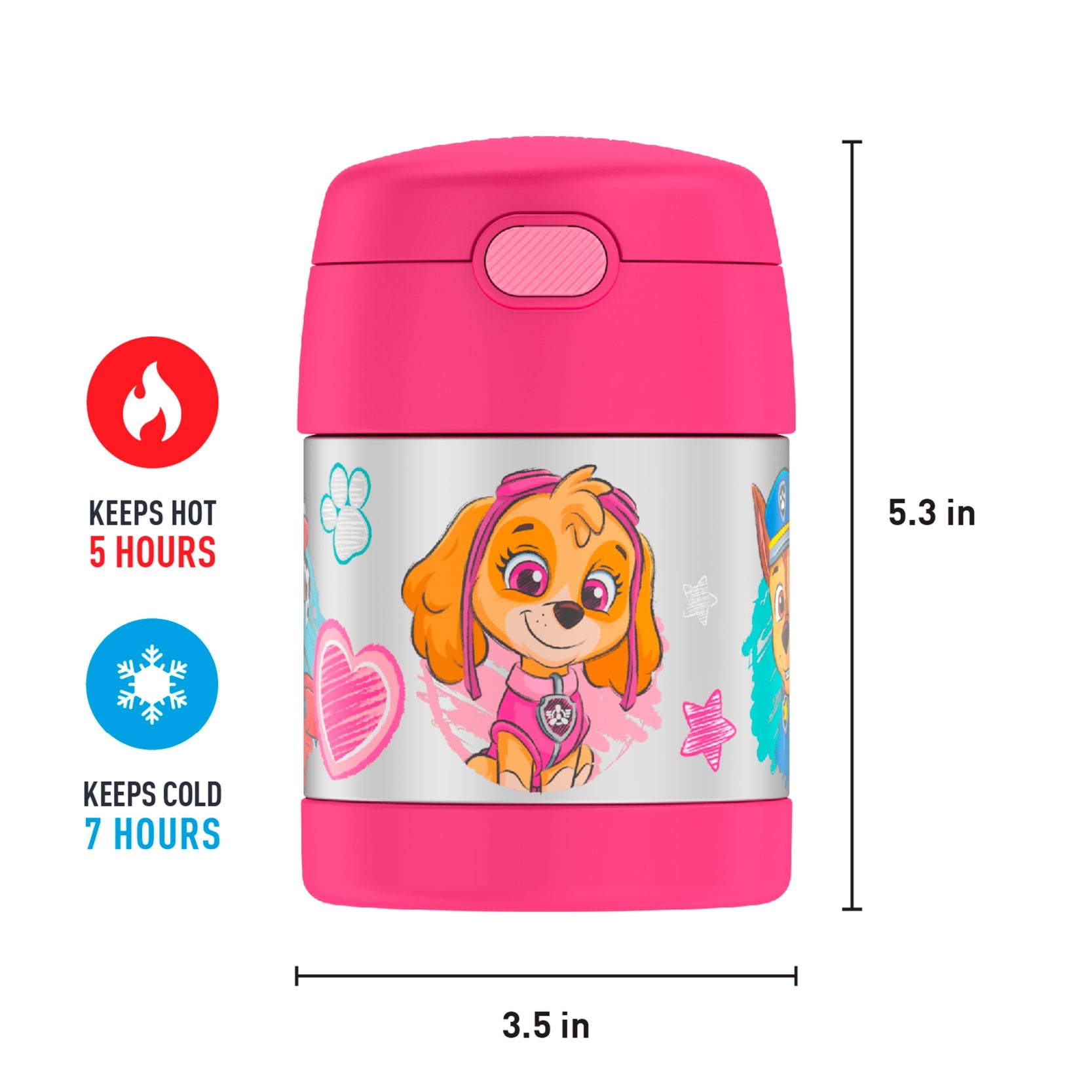 Thermos 10oz FUNtainer Food Jar with Spoon: Paw Patrol Hearts Thermal Food Jar by Thermos | Cute Kid Stuff