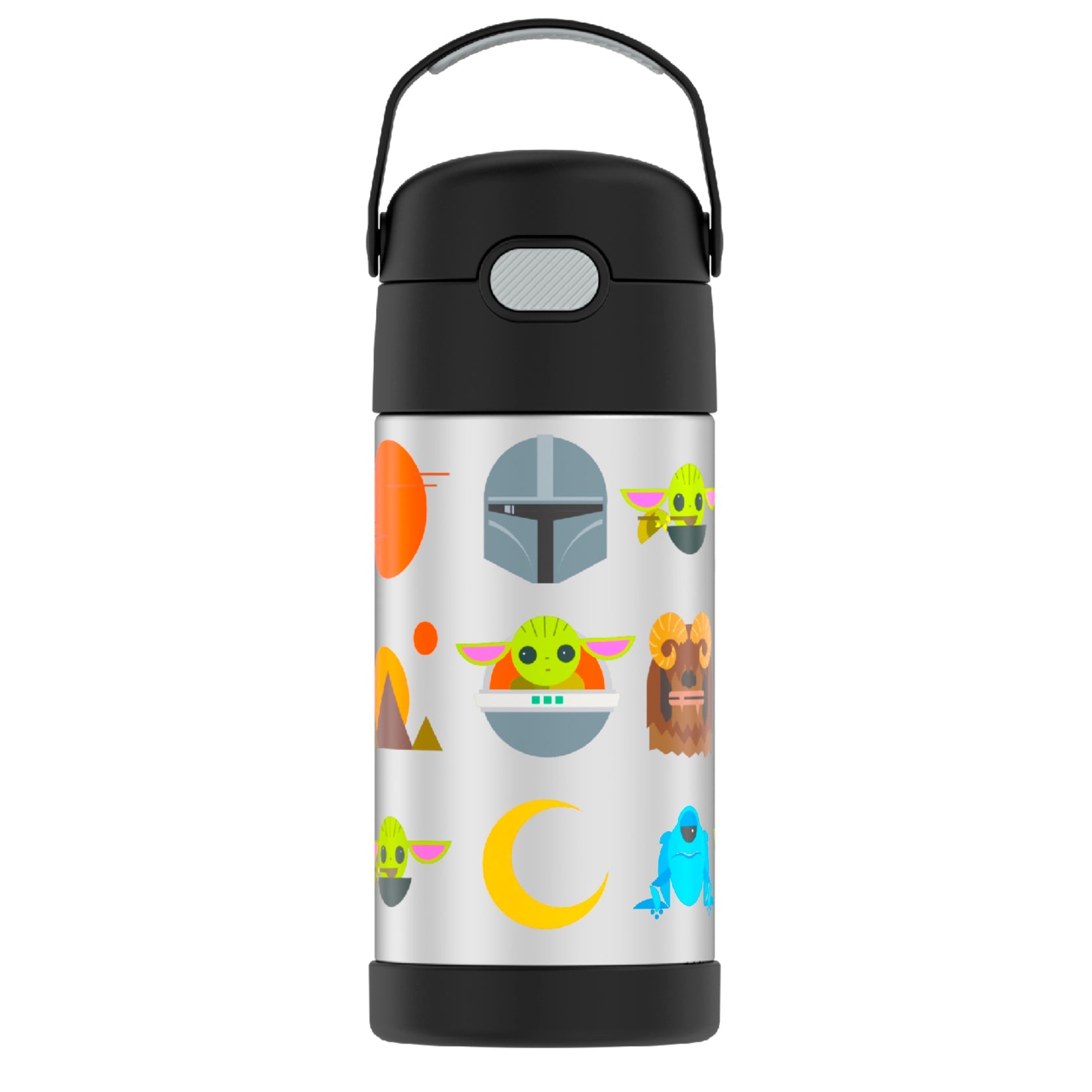 Thermos 12oz FUNtainer Straw Bottle: Mandalorian Water Bottle by Thermos | Cute Kid Stuff