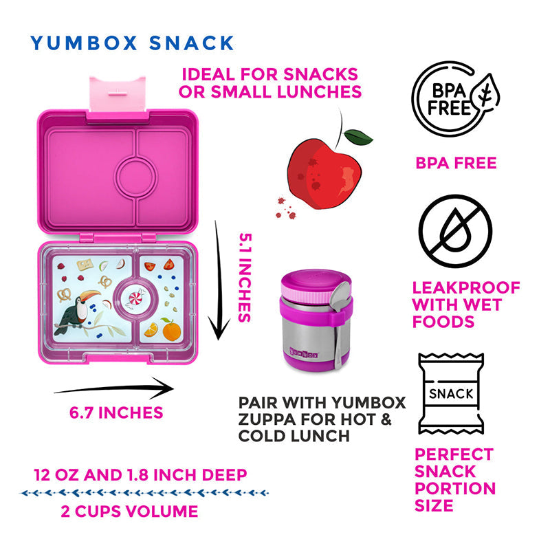 Yumbox Mini Snack Lotus Pink 3 Compartment Lunch Box - Mighty Rabbit