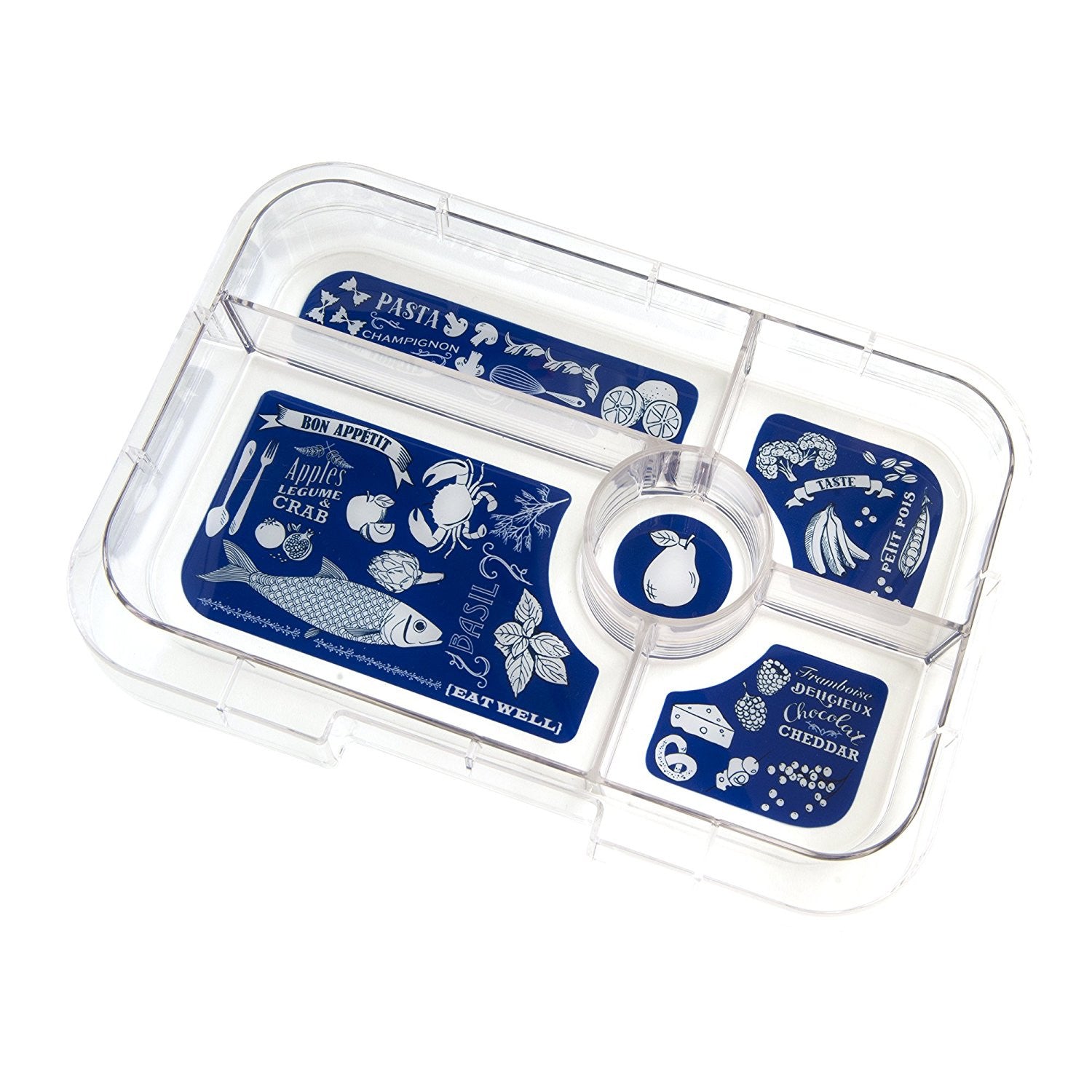 Yumbox Tapas: Antibes Blue (Blue Botanical Tray, 5 Compartments) Bento Box by Yumbox | Cute Kid Stuff