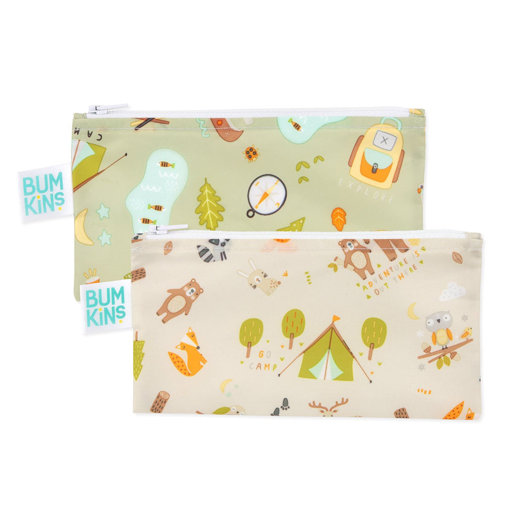 Bumkins Small Reusable Snack Bags (2 pack): Camp Friends & Camp Gear