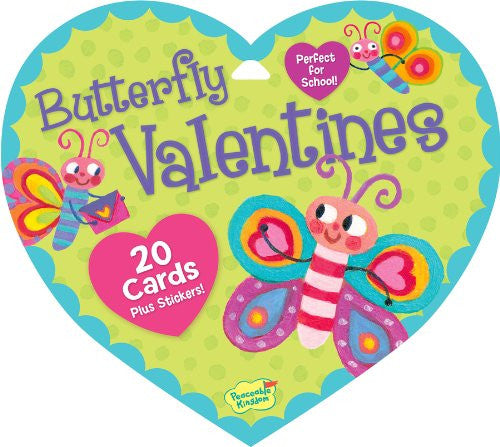 Peaceable Kingdom BUTTERFLY Valentine Heart Pack (20 cards & 48 Stickers) | CuteKidStuff.com