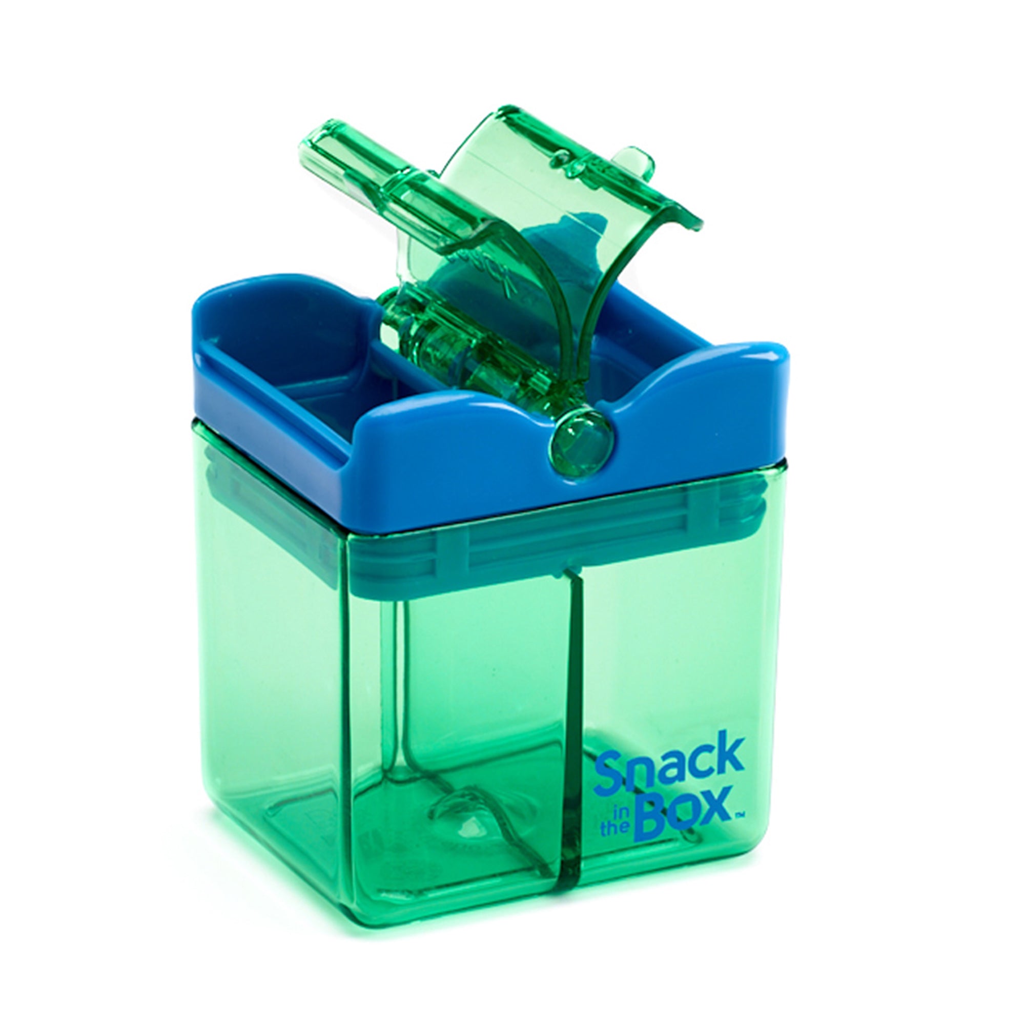 Snack-in-the-Box Reusable Dual-Compartment Snack Box: Green