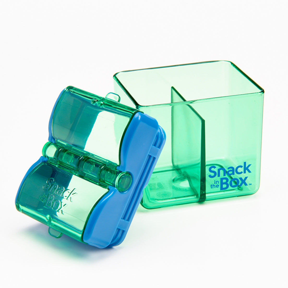 Snack-in-the-Box Reusable Dual-Compartment Snack Box: Green