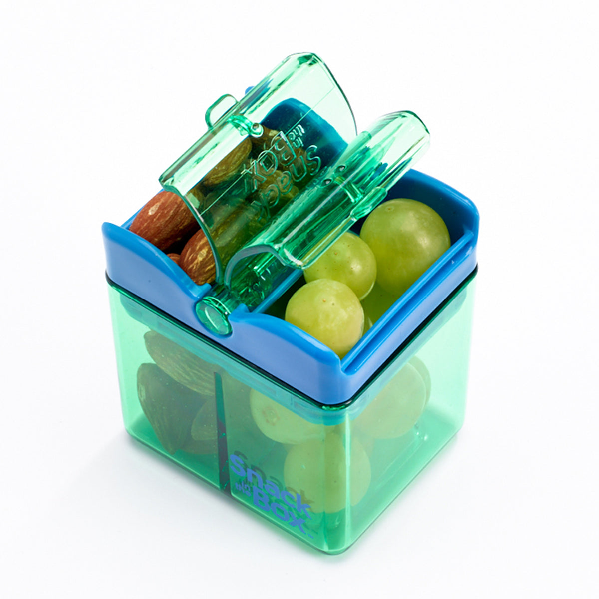 Snack-in-the-Box Reusable Dual-Compartment Snack Box: Green
