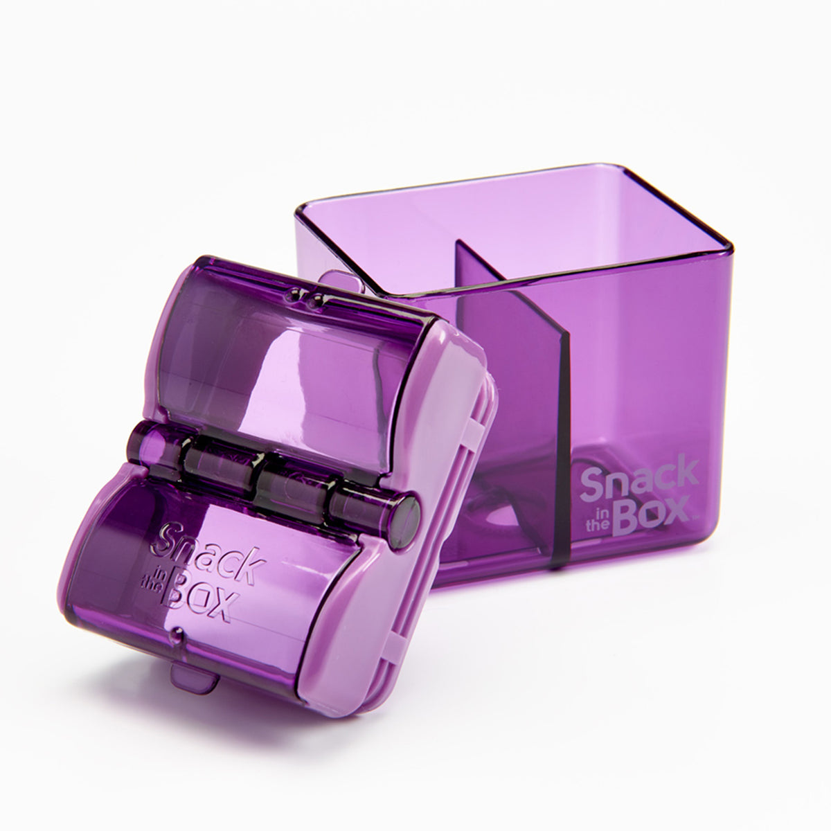Snack-in-the-Box Reusable Dual-Compartment Snack Box: Purple