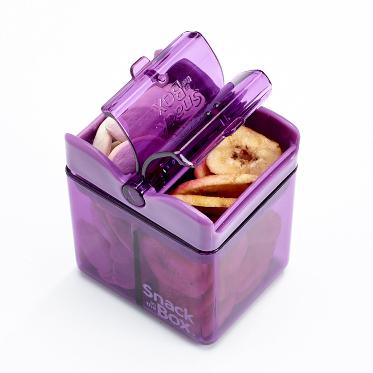 Snack-in-the-Box Reusable Dual-Compartment Snack Box: Purple