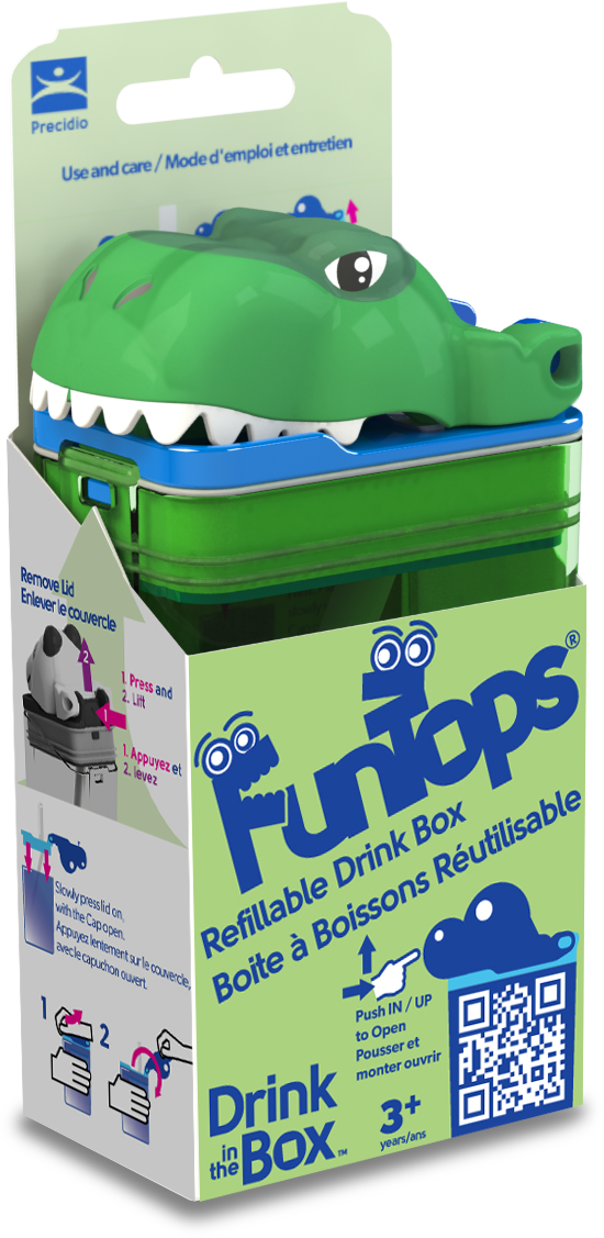 Drink-in-the-Box 8oz Reusable Drink Box: Green T-Rex