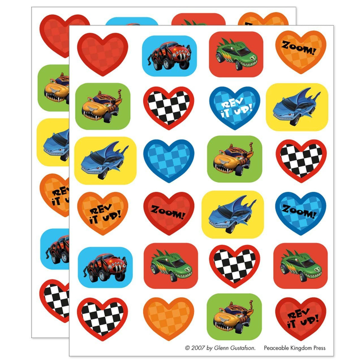 Peaceable Kingdom MONSTER CARS Valentine Heart Pack (20 cards &amp; 48 Stickers) | CuteKidStuff.com