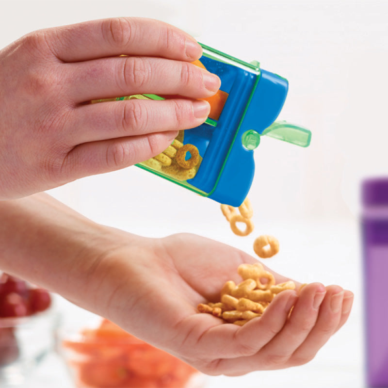 Snack-in-the-Box Reusable Dual-Compartment Snack Box: Green