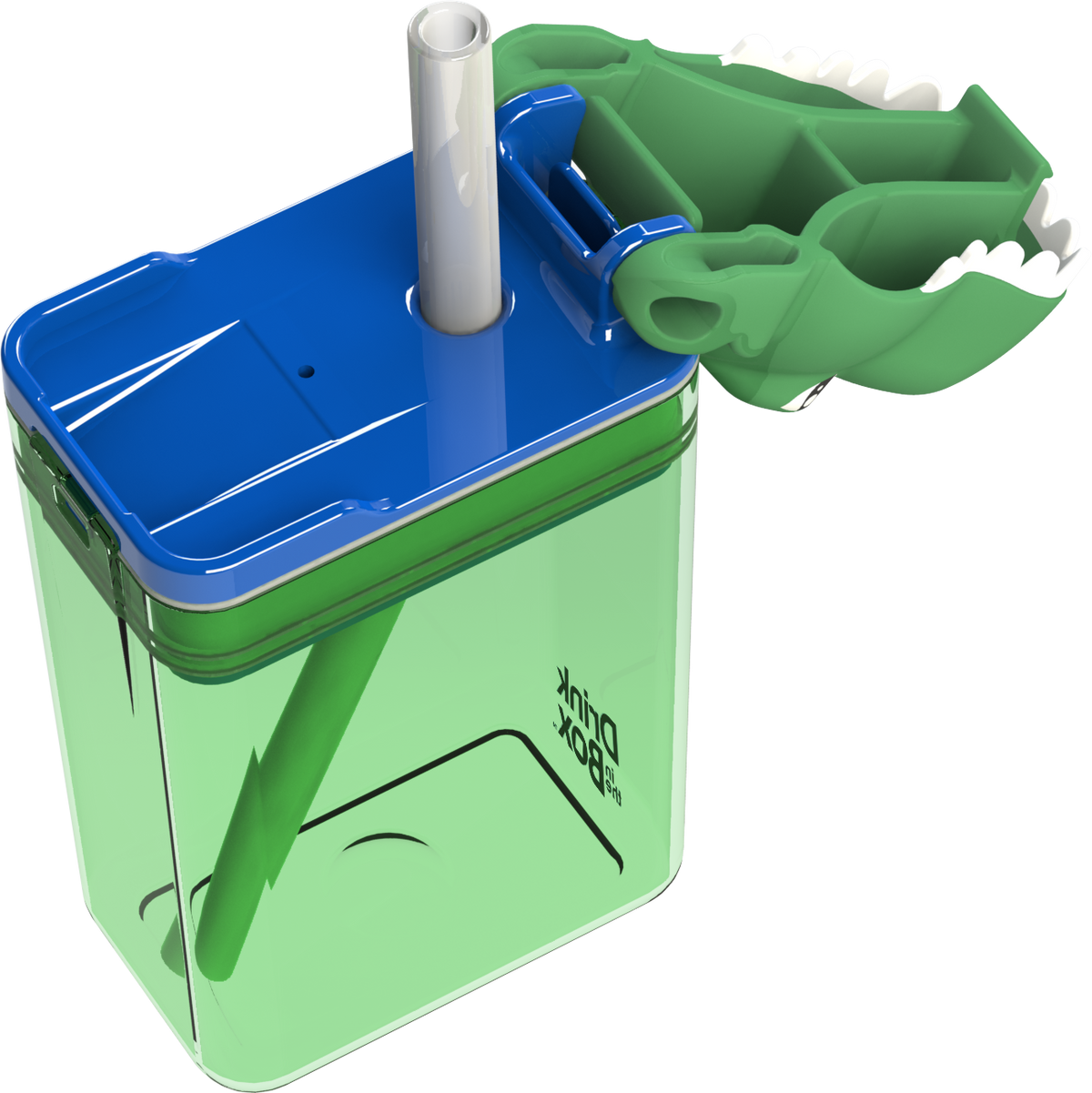 Drink-in-the-Box 8oz Reusable Drink Box: Green T-Rex