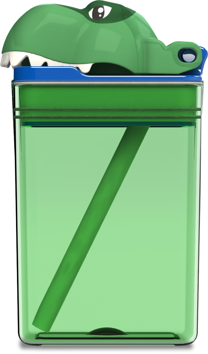 Drink-in-the-Box 8oz Reusable Drink Box: Green T-Rex