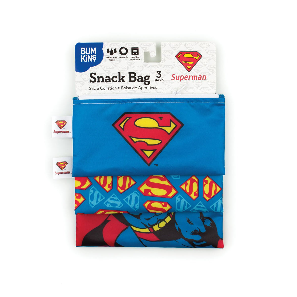 Bumkins Reusable Snack Bags (3 pack): Superman