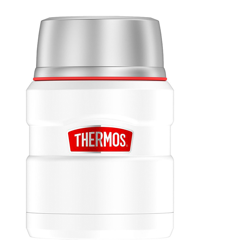 Thermos 16oz SS King Food Jar & Spoon: Matte White/Red